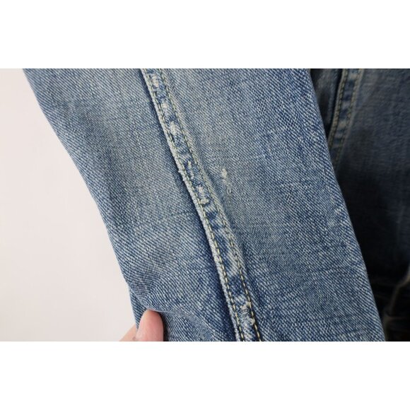 Vintage Y2K American Eagle Outfitters Mens Small Faded Denim Jean Trucker Jacket - Picture 7 of 16